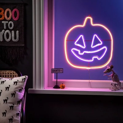 Hyde & EEK! Boutique LED Neon Jack-O'-Lantern Orange and Purple Halloween Novelty Silhouette Light - Hyde & EEK! Boutique™ 1 Hyde & EEK! Boutique LED Neon Jack-O'-Lantern Orange and Purple Halloween Novelty Silhouette Light - Hyde & EEK! Boutique™