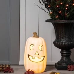 Hyde & EEK! Boutique 16" Lit Pumpkin White Halloween Decorative Prop - Hyde & EEK! Boutique™