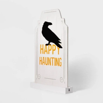 Hyde & EEK! Boutique Wood Happy Haunting with Raven Halloween Decorative Tombstone - Hyde & EEK! Boutique™ 2 Hyde & EEK! Boutique Wood Happy Haunting with Raven Halloween Decorative Tombstone - Hyde & EEK! Boutique™ - Image 2