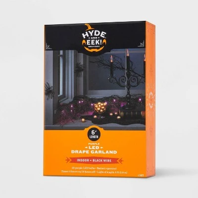 Hyde & EEK! Boutique 6' LED Black Glitter Garland Purple Halloween String Lights with Timer - Hyde & EEK! Boutique™ 1 Hyde & EEK! Boutique 6' LED Black Glitter Garland Purple Halloween String Lights with Timer - Hyde & EEK! Boutique™