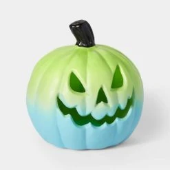 Hyde & EEK! Boutique Light Up Ombre Green Night of the Vivid Dead Pumpkin Halloween Scene Prop - Hyde & EEK! Boutique™