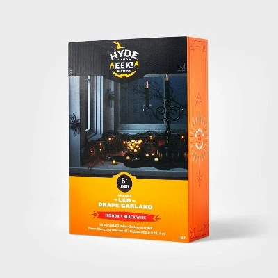 Hyde & EEK! Boutique 6' LED Black Glitter Garland Orange Halloween String Lights with Timer - Hyde & EEK! Boutique™ 2 Hyde & EEK! Boutique 6' LED Black Glitter Garland Orange Halloween String Lights with Timer - Hyde & EEK! Boutique™ - Image 2