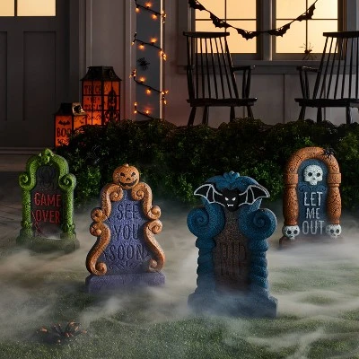 Hyde & EEK! Boutique 4pk Multicolored Foam Halloween Decorative Tombstone Set - Hyde & EEK! Boutique™ 1 Hyde & EEK! Boutique 4pk Multicolored Foam Halloween Decorative Tombstone Set - Hyde & EEK! Boutique™