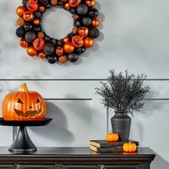 Hyde & EEK! Boutique Festival of Frights Pumpkin Orange and Black Shatterproof Halloween Wreath - Hyde & EEK! Boutique™