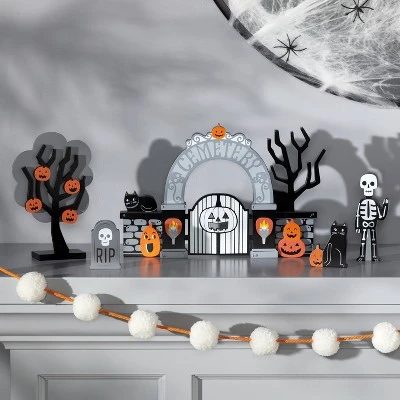 Hyde & EEK! Boutique Wood Mini Mantle Cemetery Halloween Decorative Prop - Hyde & EEK! Boutique™ 1 Hyde & EEK! Boutique Wood Mini Mantle Cemetery Halloween Decorative Prop - Hyde & EEK! Boutique™