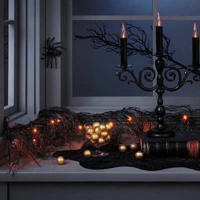 Hyde & EEK! Boutique 6' LED Black Glitter Garland Orange Halloween String Lights with Timer - Hyde & EEK! Boutique™ 1 Hyde & EEK! Boutique 6' LED Black Glitter Garland Orange Halloween String Lights with Timer - Hyde & EEK! Boutique™