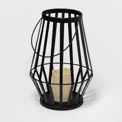 Hyde & EEK! Boutique 13.5" Light Up Metal Slat Black Halloween Decorative Lantern - Hyde & EEK! Boutique™ 2 Hyde & EEK! Boutique 13.5" Light Up Metal Slat Black Halloween Decorative Lantern - Hyde & EEK! Boutique™ - Image 2
