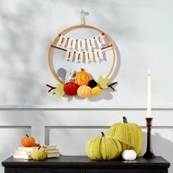 Hyde & EEK! Boutique Harvest Pom Pom 'Hello Fall' Hoop Wreath - Hyde & EEK! Boutique™