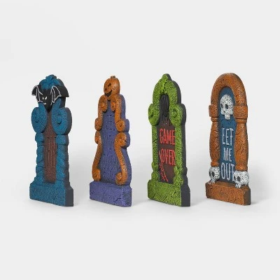 Hyde & EEK! Boutique 4pk Multicolored Foam Halloween Decorative Tombstone Set - Hyde & EEK! Boutique™ 2 Hyde & EEK! Boutique 4pk Multicolored Foam Halloween Decorative Tombstone Set - Hyde & EEK! Boutique™ - Image 2